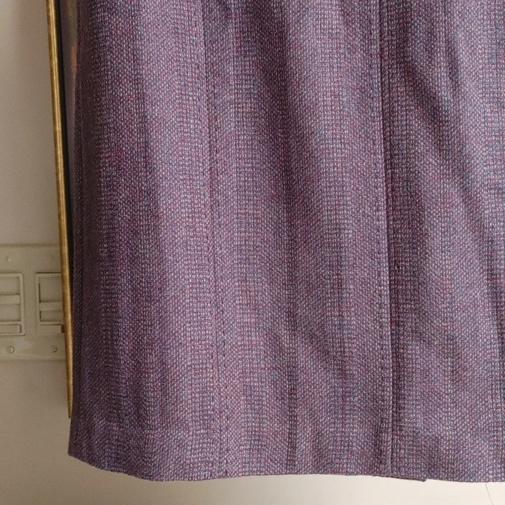 NWOT Coldwater Creek Violet Wool Mix Top-Stitched Tweed Skirt Size 4